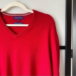 [XL] Alan Flussar Vintage Bright Holiday Red 100% Cashemere V-Neck Sweater